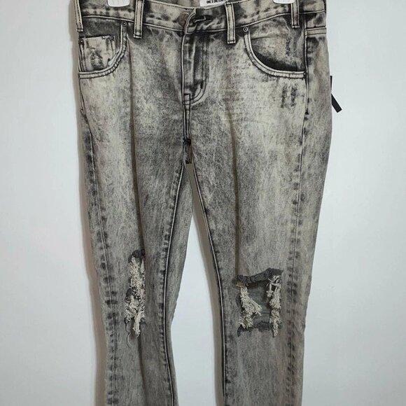 One X One Teaspoon Womens Black Bleached Cotton Skinny Leg Jeans Sz 28 With Tag - Picture 1 of 3